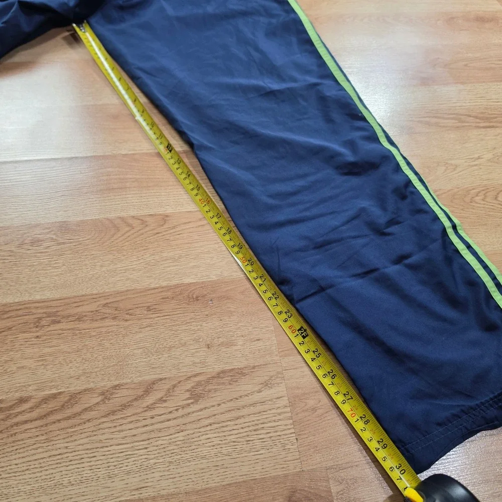 Vintage Adidas Track Pants Mens L Blue Lime Green Stripe Mesh Lined Y2k Baggy